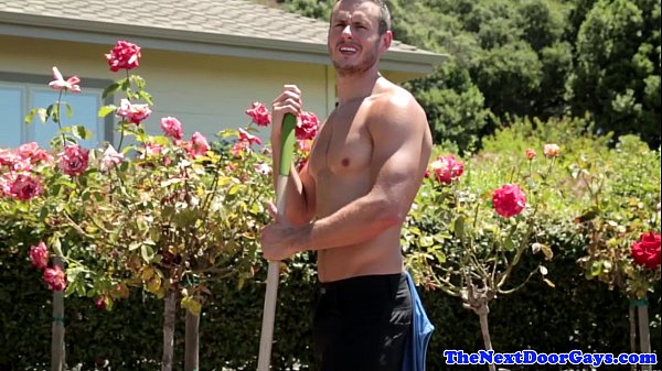 Ripped Jock Assfucking Outdoors In Garden
